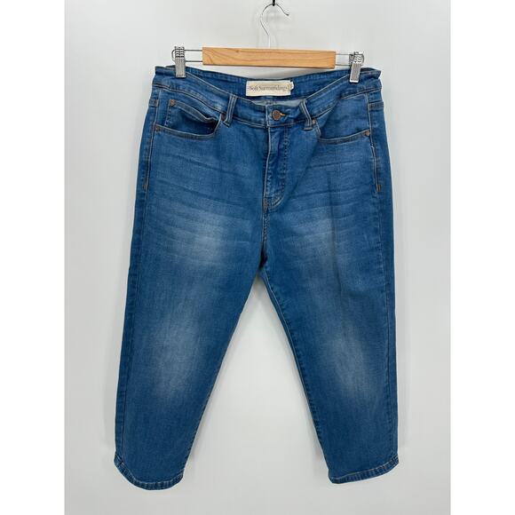 Soft Surroundings Women Jeans Straight Leg High Rise Cropped Stretch Size 14P - Picture 1 of 7